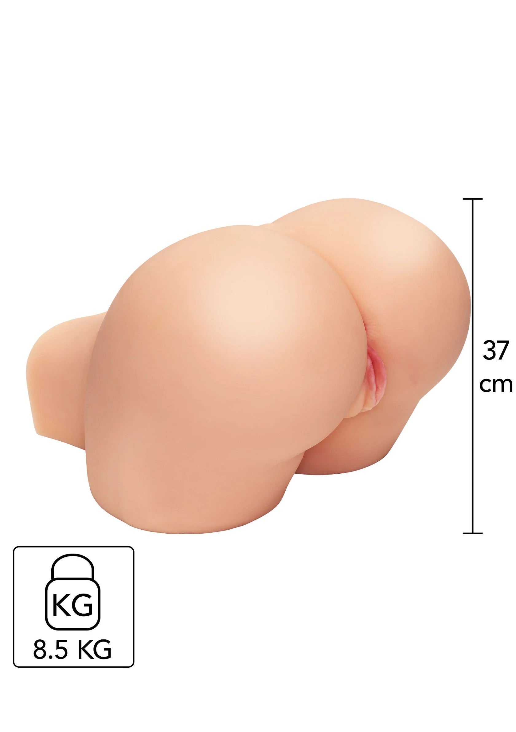 Huidkleurig realistisch seksspeeltje, zijdelingse bipsvorm, 8,5 kg