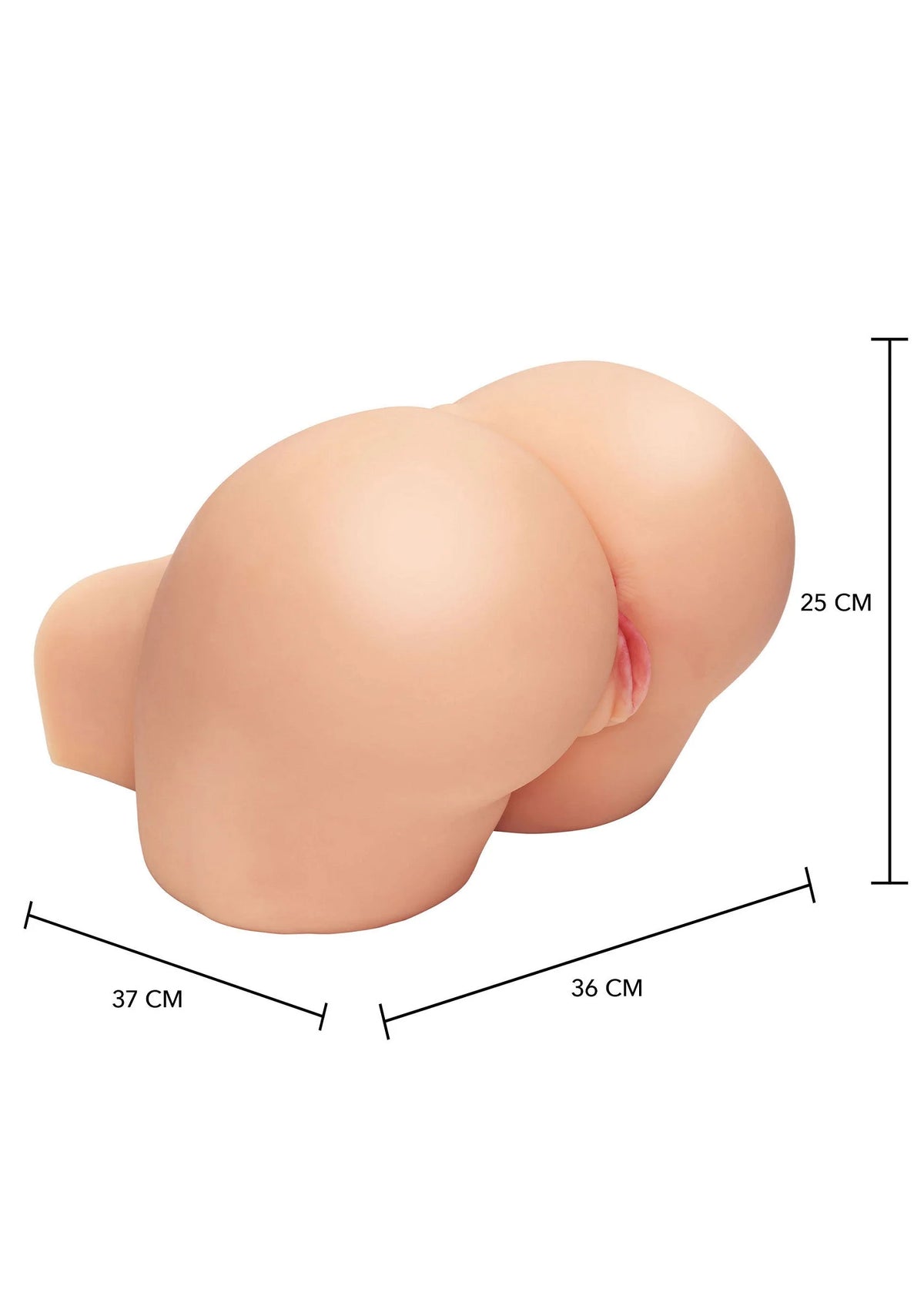 Huidkleurig realistisch seksspeeltje, bips-vorm, 37×36×25 cm