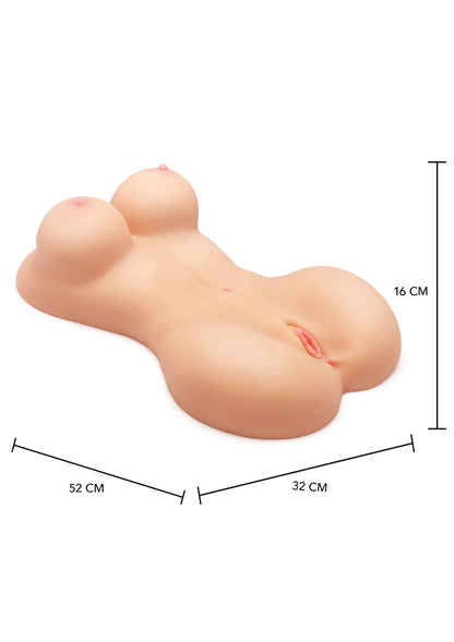 Realistische seksspeeltje met huidkleurige vorm, zijaanzicht, 16 cm hoogte