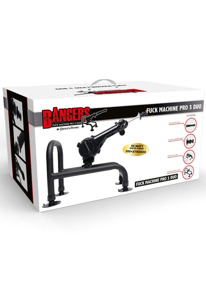 Doos van Bangers seksmachine Pro 3 Duo met afbeelding van het zwarte toestel