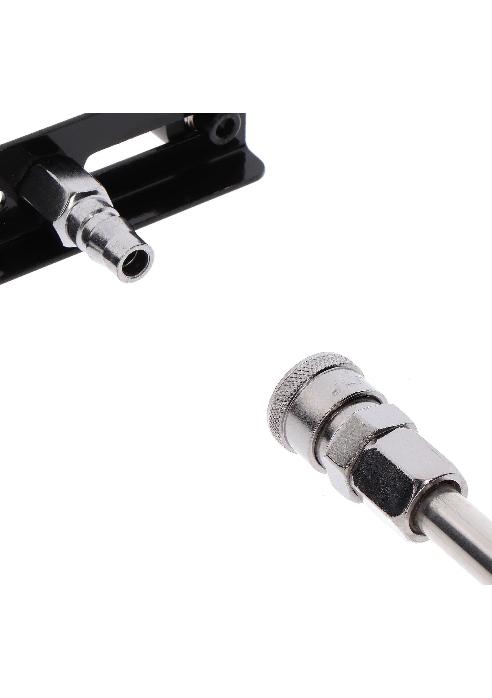 Metalen verlengstang-connector met schroefdraad en kunststof rand, voor aansluiting