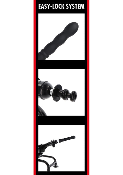 Verpakking met Easy-Lock systeem en zwarte dildo/vibrator met brede voet