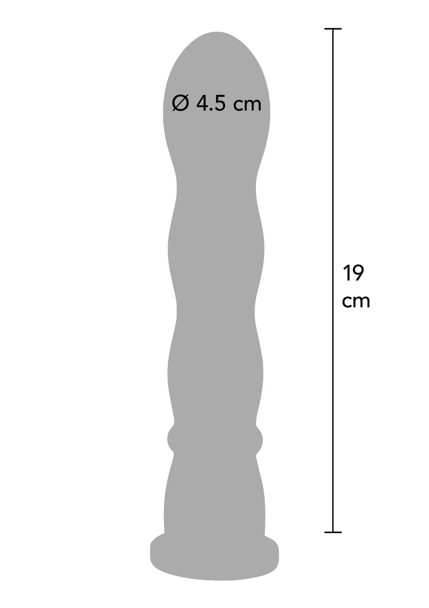 Grijze anale plug-silhouet met Ø4,5 cm en hoogte 19 cm