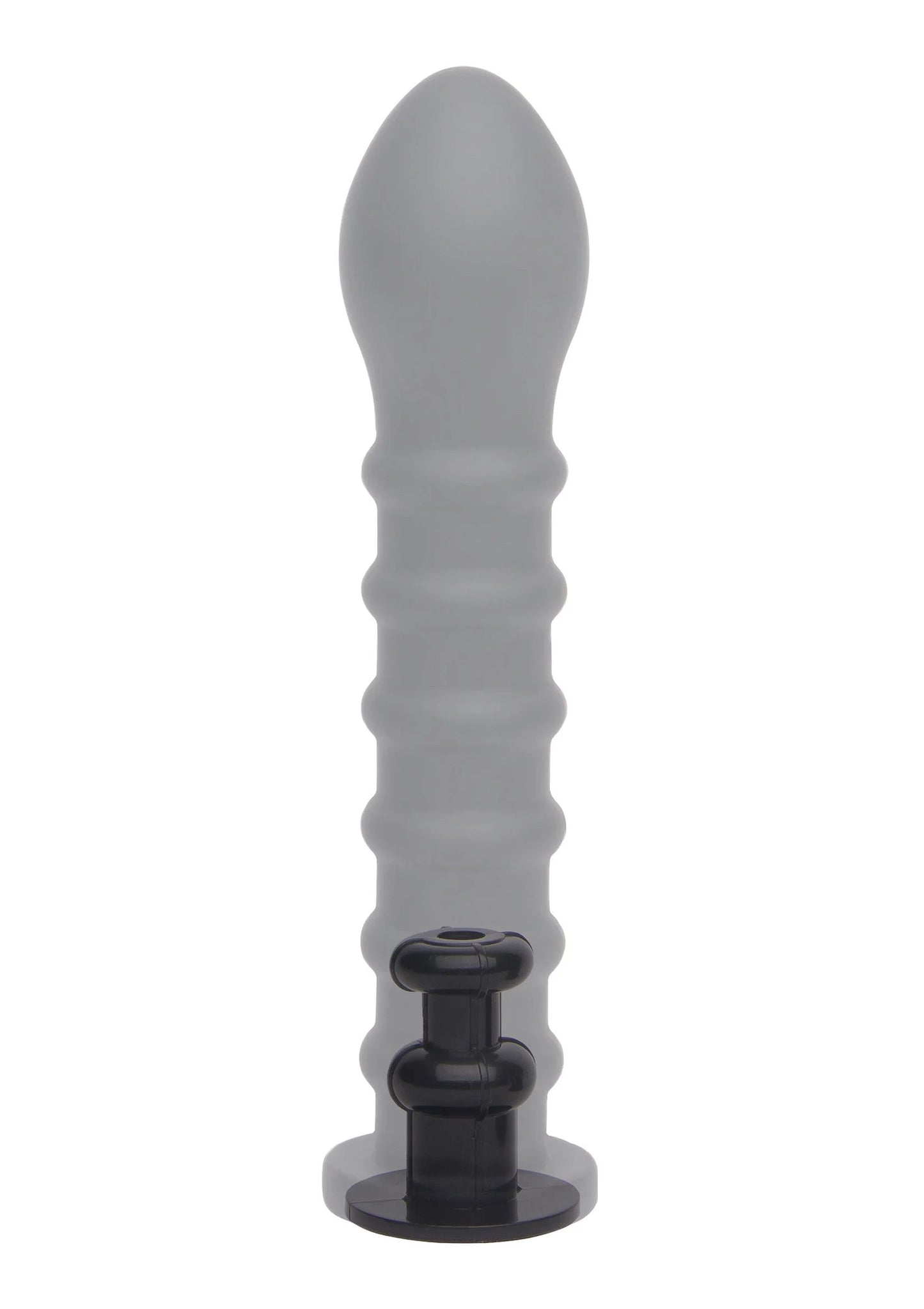 Ribbelde anale plug van grijs siliconen, taps toelopende vorm met Easy-Lock basis