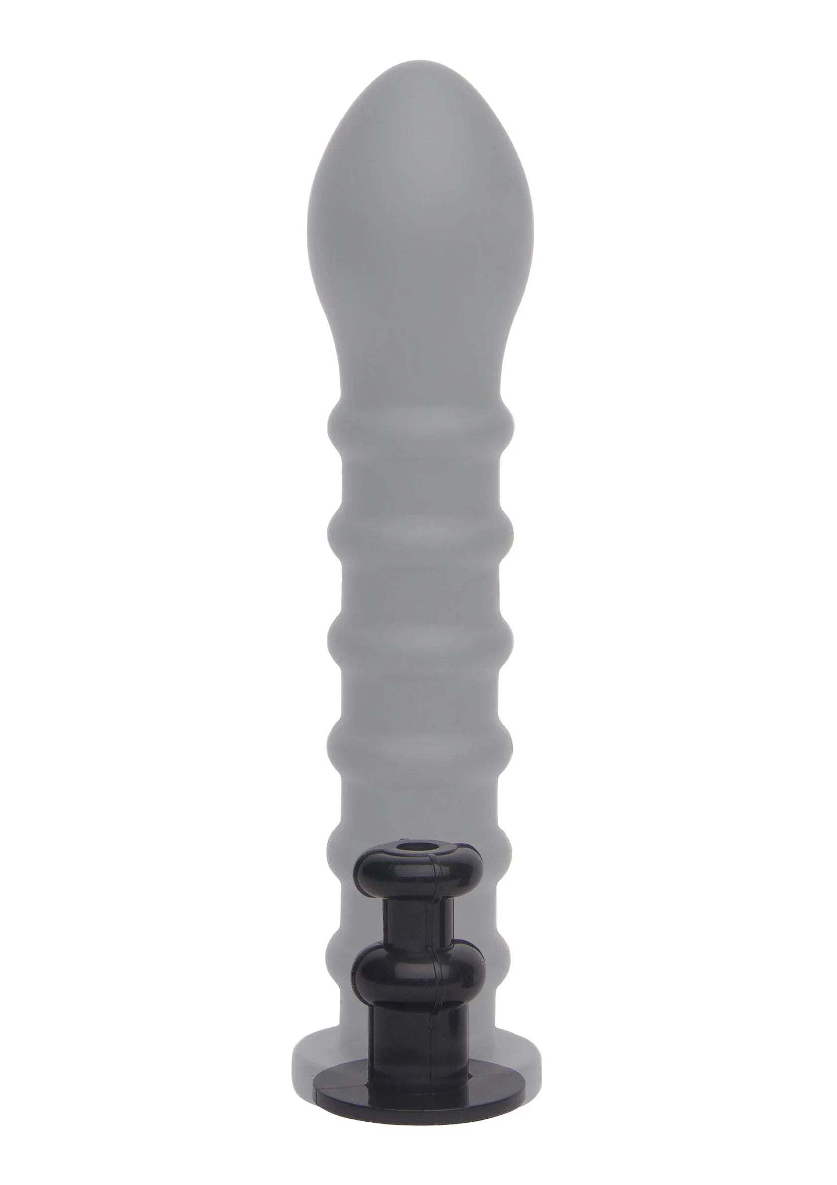 Ribbelde anale plug van grijs siliconen, taps toelopende vorm met Easy-Lock basis
