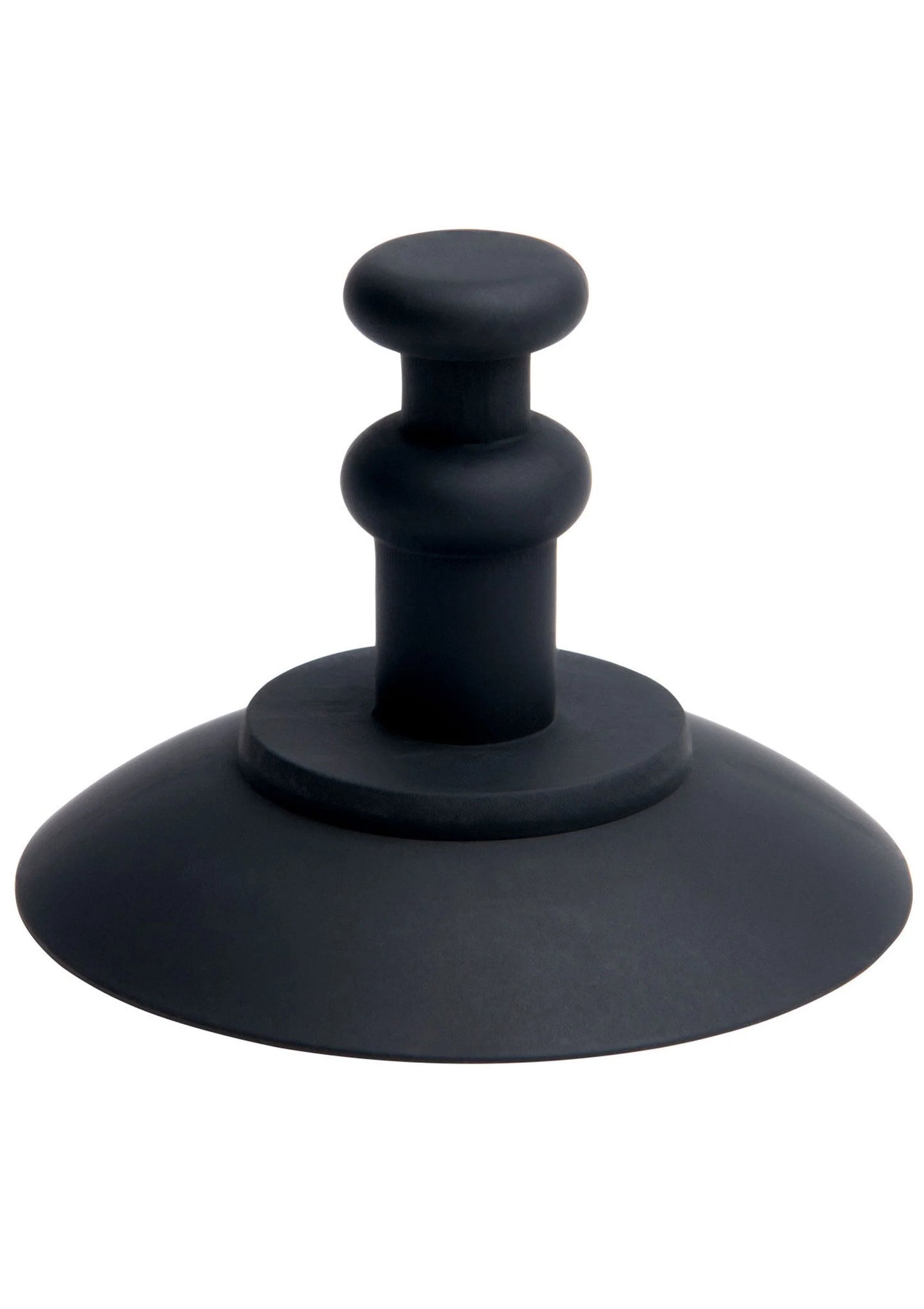 Zwarte zuignap plug met ronde voet en ergonomische knopvormige handgreep
