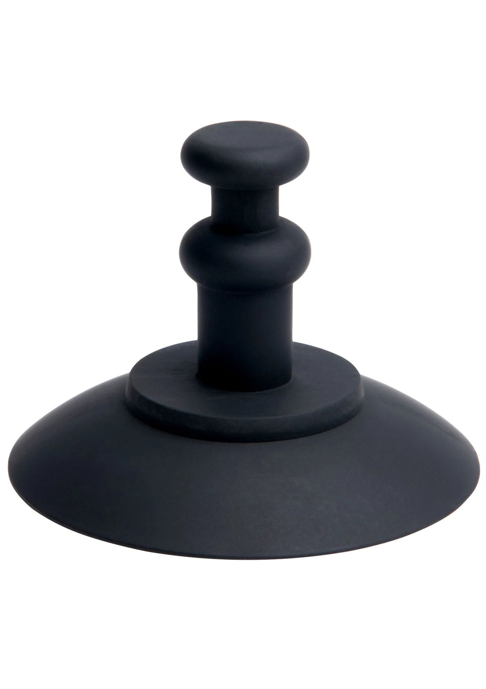 Zwarte zuignap plug met ronde voet en ergonomische knopvormige handgreep