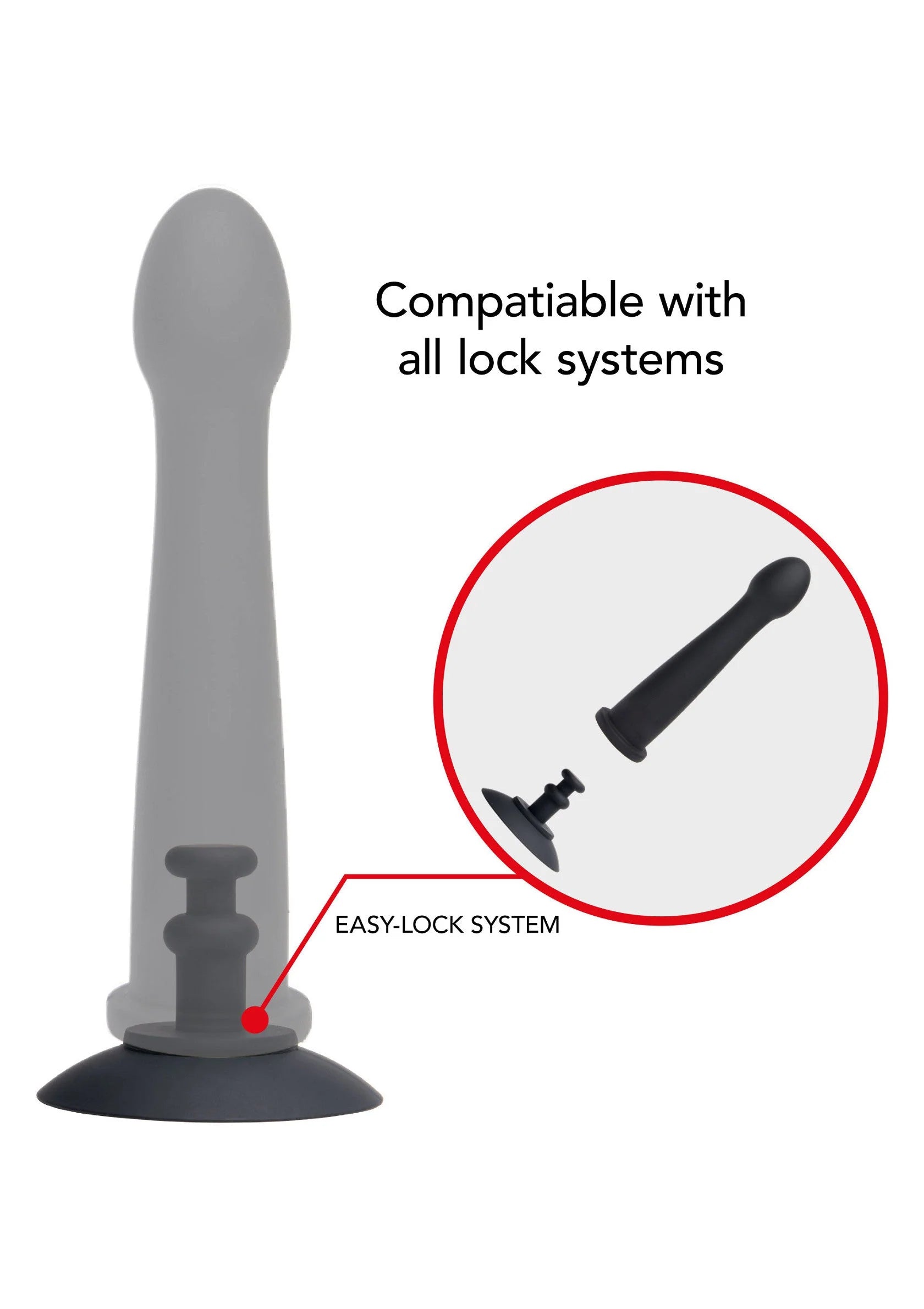Grijze zuignap plug met Easy-Lock-systeem in rood omcirkelde inzet