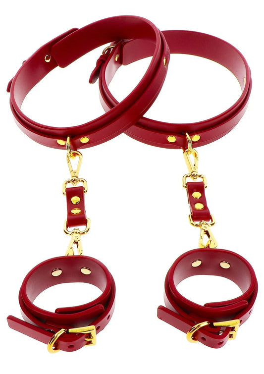 Bondage in Luxury Wrist To Thigh Cuff Set by Taboom