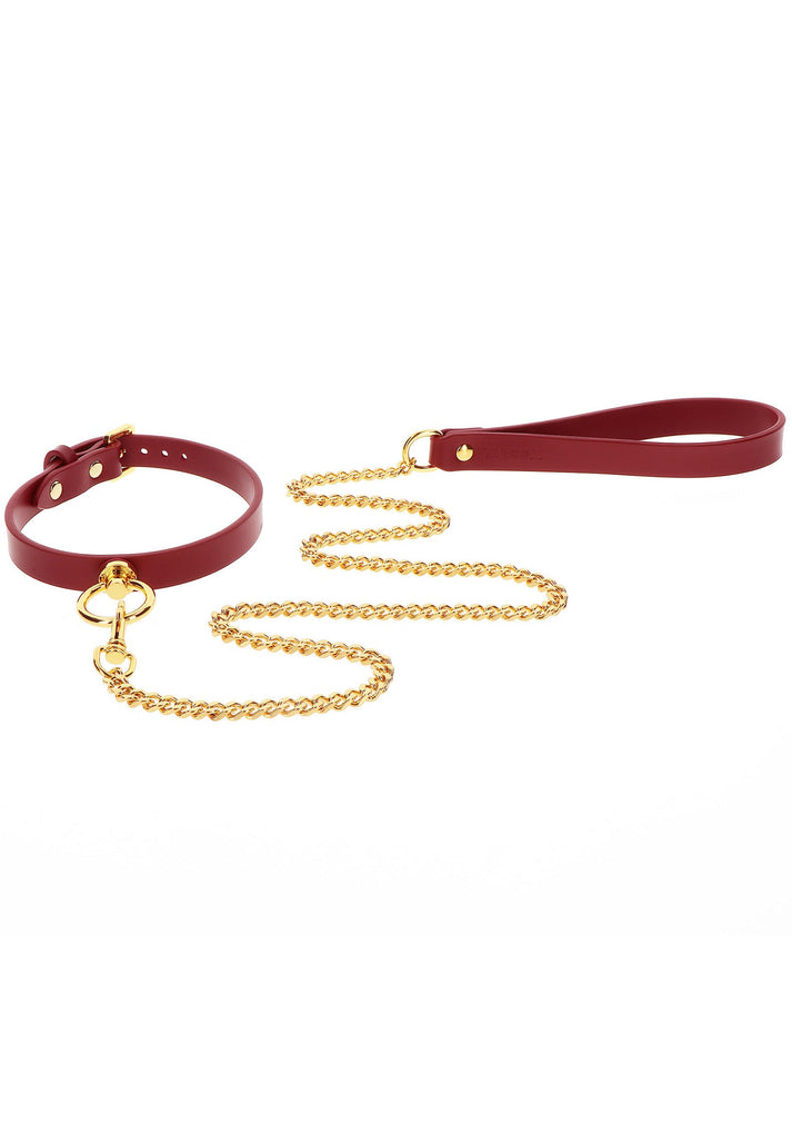 O-Ring Collar and Chain Leash by Taboom Bondage In Luxury