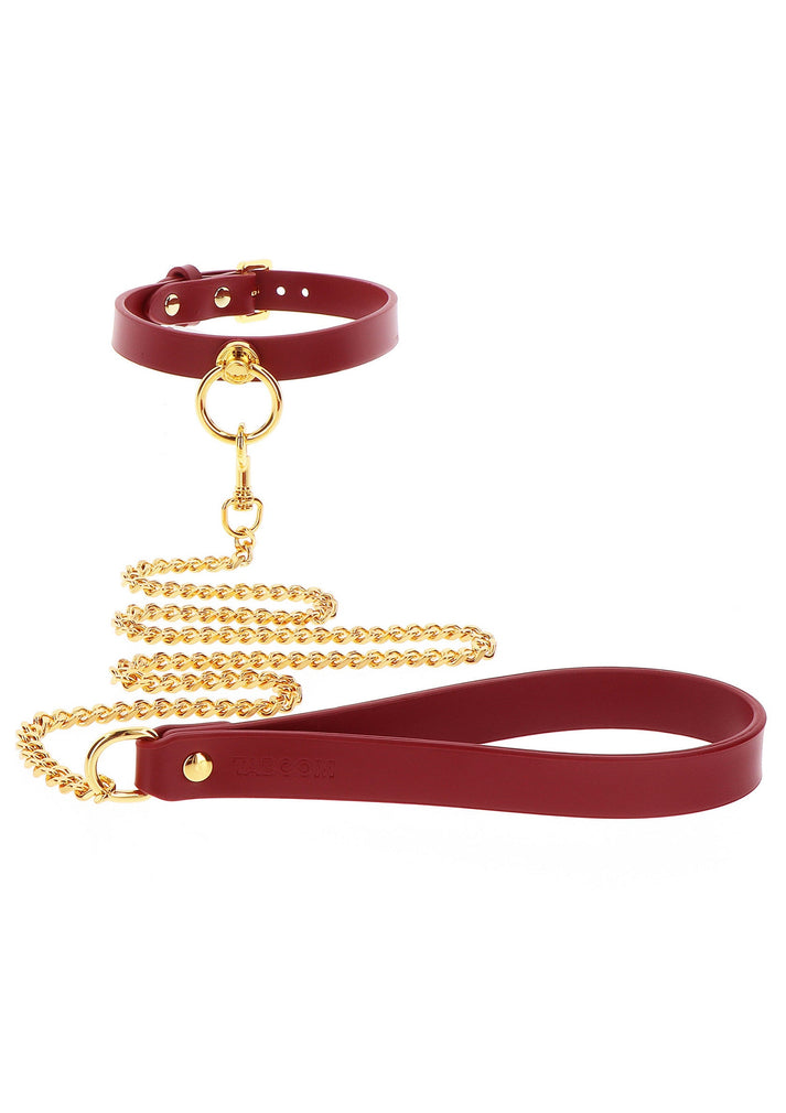 O-Ring Collar and Chain Leash by Taboom Bondage In Luxury