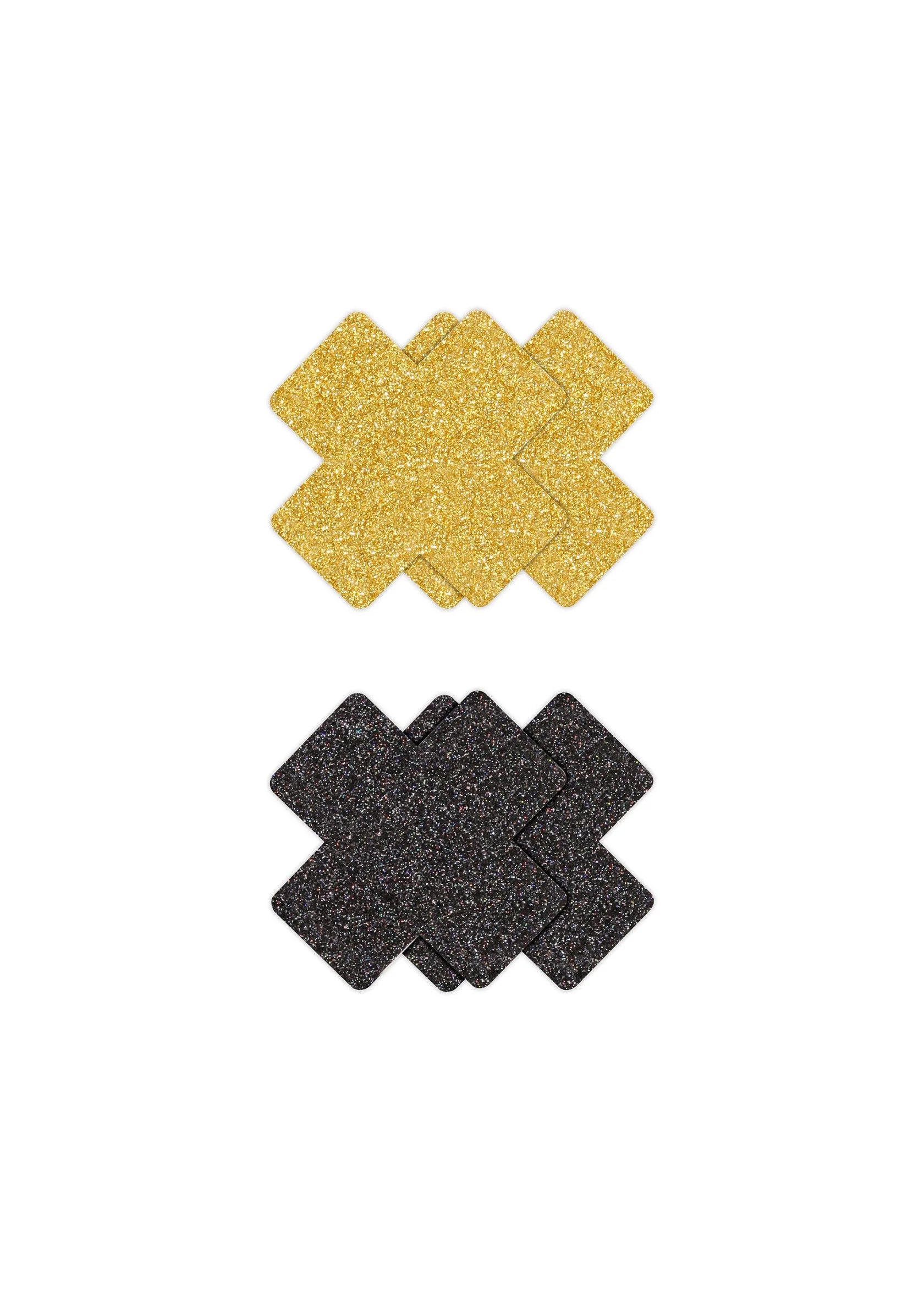Beste vandaag nog: Pasties Glitter Cross 2 Pair by NS Novelties - bij Happytoys Sexshop: Toys for Feeling Happy & Easy 😊 - Zwart - 19169 - BLACK