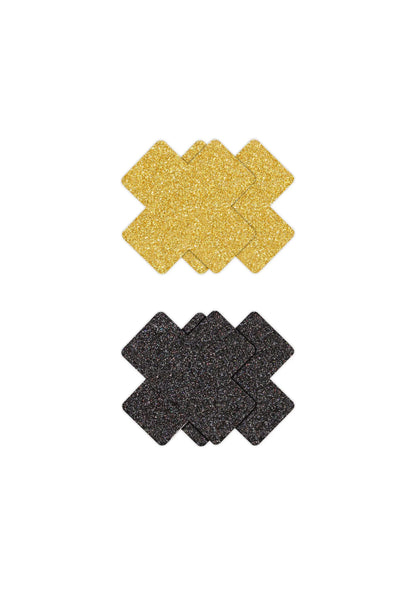 Beste vandaag nog: Pasties Glitter Cross 2 Pair by NS Novelties - bij Happytoys Sexshop: Toys for Feeling Happy & Easy 😊 - Zwart - 19169 - BLACK