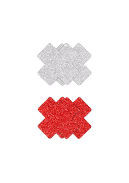 Beste vandaag nog: Pasties Glitter Cross 2 Pair by NS Novelties - bij Happytoys Sexshop: Toys for Feeling Happy & Easy 😊