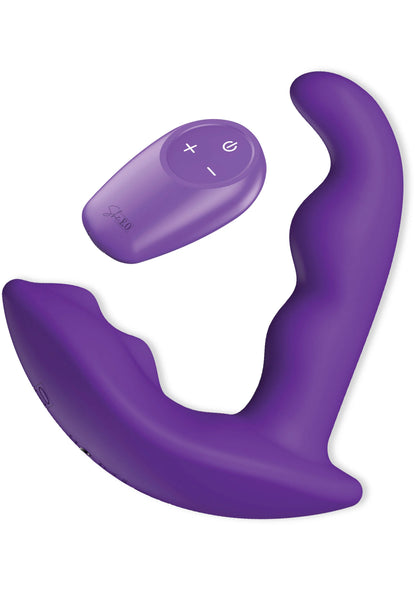 Paarse anale stimulator vibrator met afstandsbediening, U-vorm met afgeronde bocht