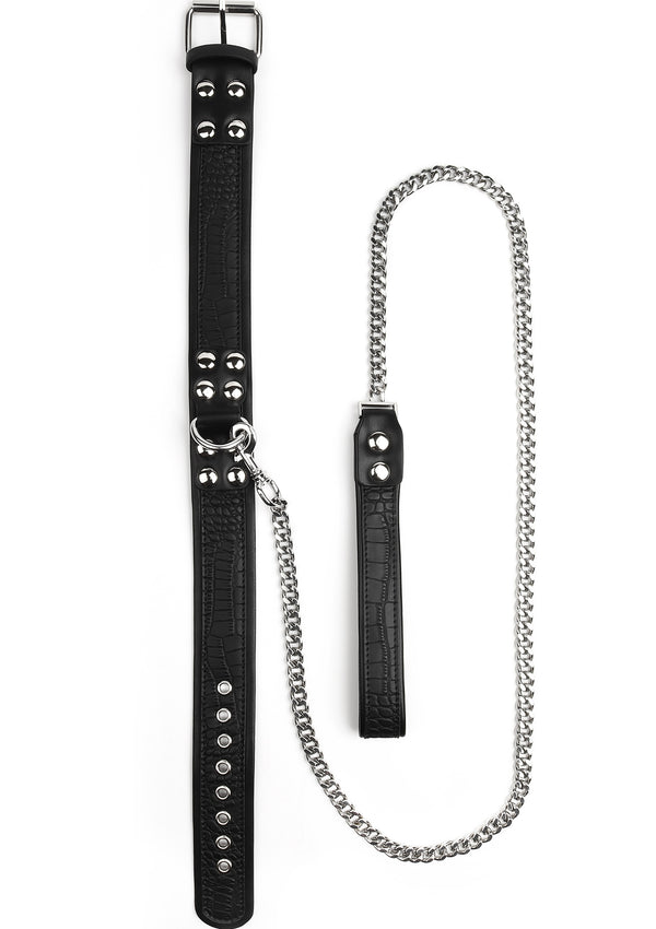 Croc-Embossed Collar & Leash by Feros Avanza