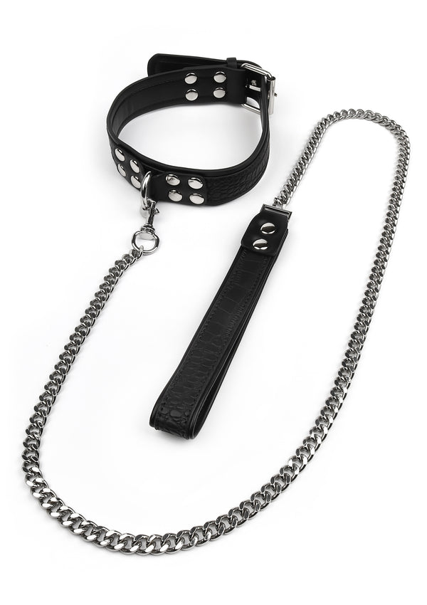 Croc-Embossed Collar & Leash by Feros Avanza