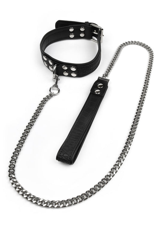 Croc-Embossed Collar & Leash by Feros Avanza