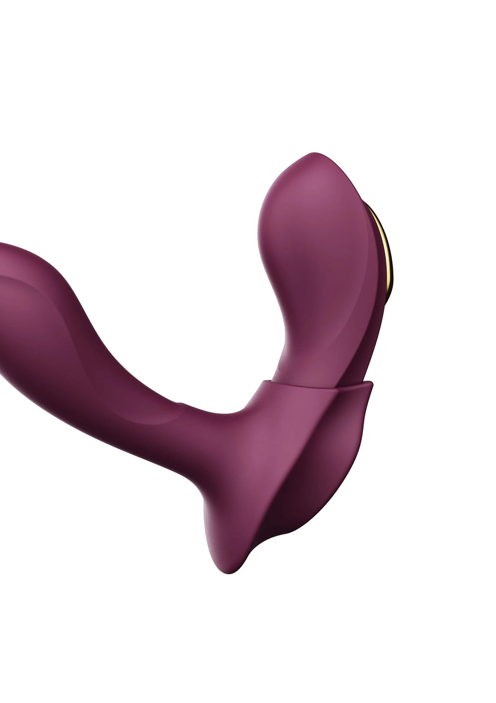 Draagbare vibrator, paarse gebogen vorm met brede basis
