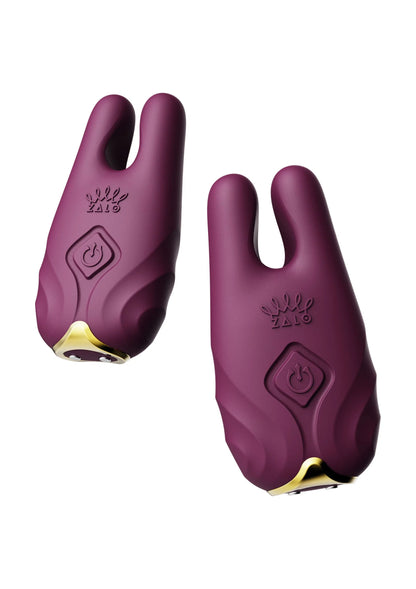 Bestel: Nave Vibrating Nipple Clamps Purple by Zalo - bij Happytoys: de erotische sex webshop | liever Happy dan Easy ⭐⭐⭐⭐⭐ - Default Title - 25510 - PURPLE