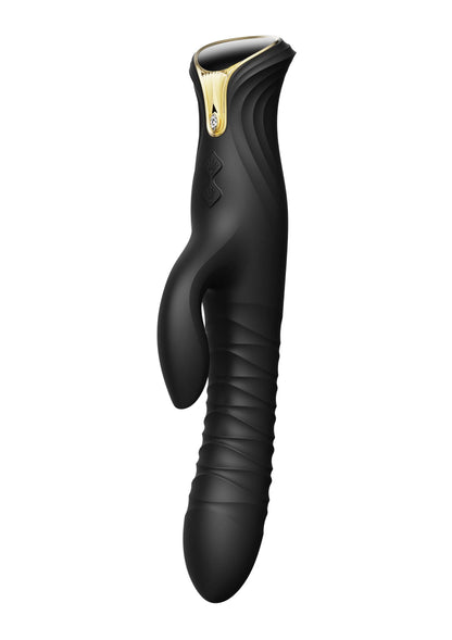Mose konijn thruster met verwarming in zwart, handheld vorm met gouden detail