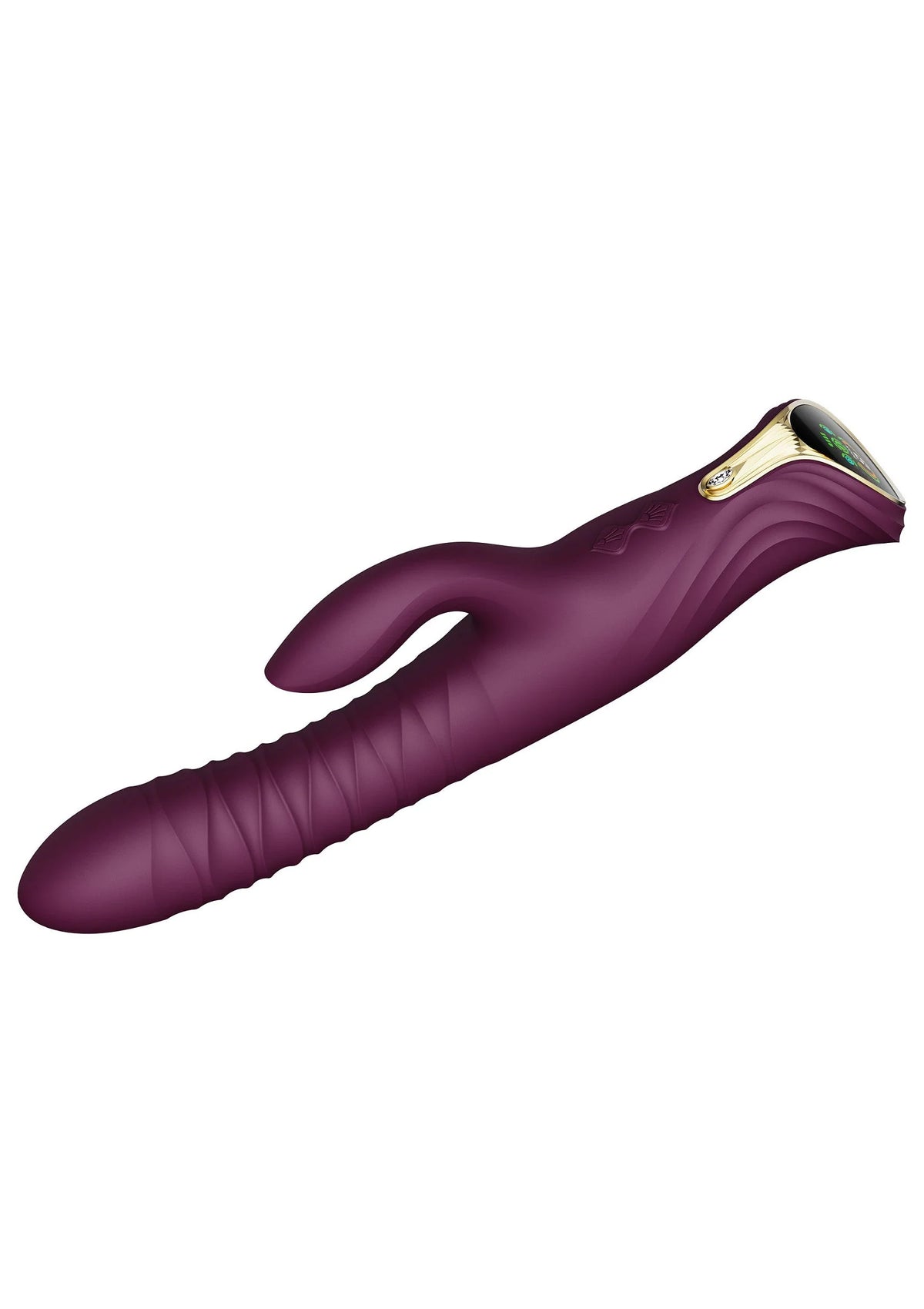 Mose konijn thruster met verwarming in paars, langwerpige handheld vorm