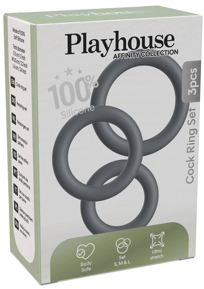 Bestel: Cock Ring Set 3pcs by Playhouse - bij Happytoys: de erotische sex webshop | liever Happy dan Easy ⭐⭐⭐⭐⭐ - Default Title - 25603 - GREY