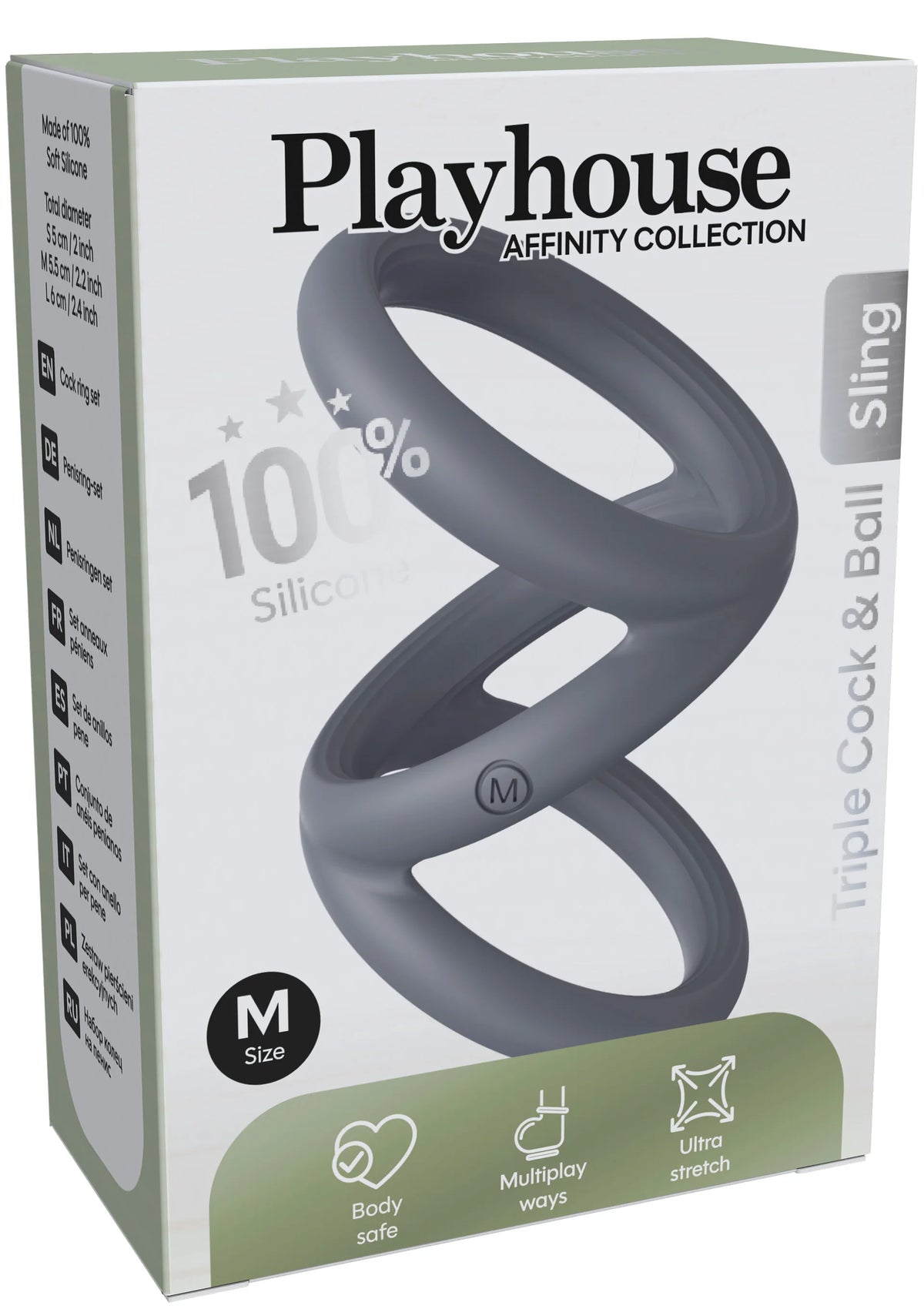 Bestel: Triple Cock & Ball Sling Medium by Playhouse Affinity - bij Happytoys: de erotische sex webshop | liever Happy dan Easy ⭐⭐⭐⭐⭐ - Default Title - 25608 - GREY