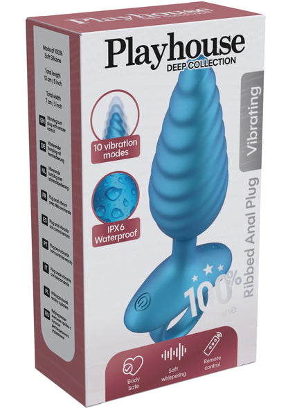 Bestel: Ribbed Anal Plug Vibrating + Remote by Playhouse - bij Happytoys: de erotische sex webshop | liever Happy dan Easy ⭐⭐⭐⭐⭐ - Default Title - 25632 - BLUE