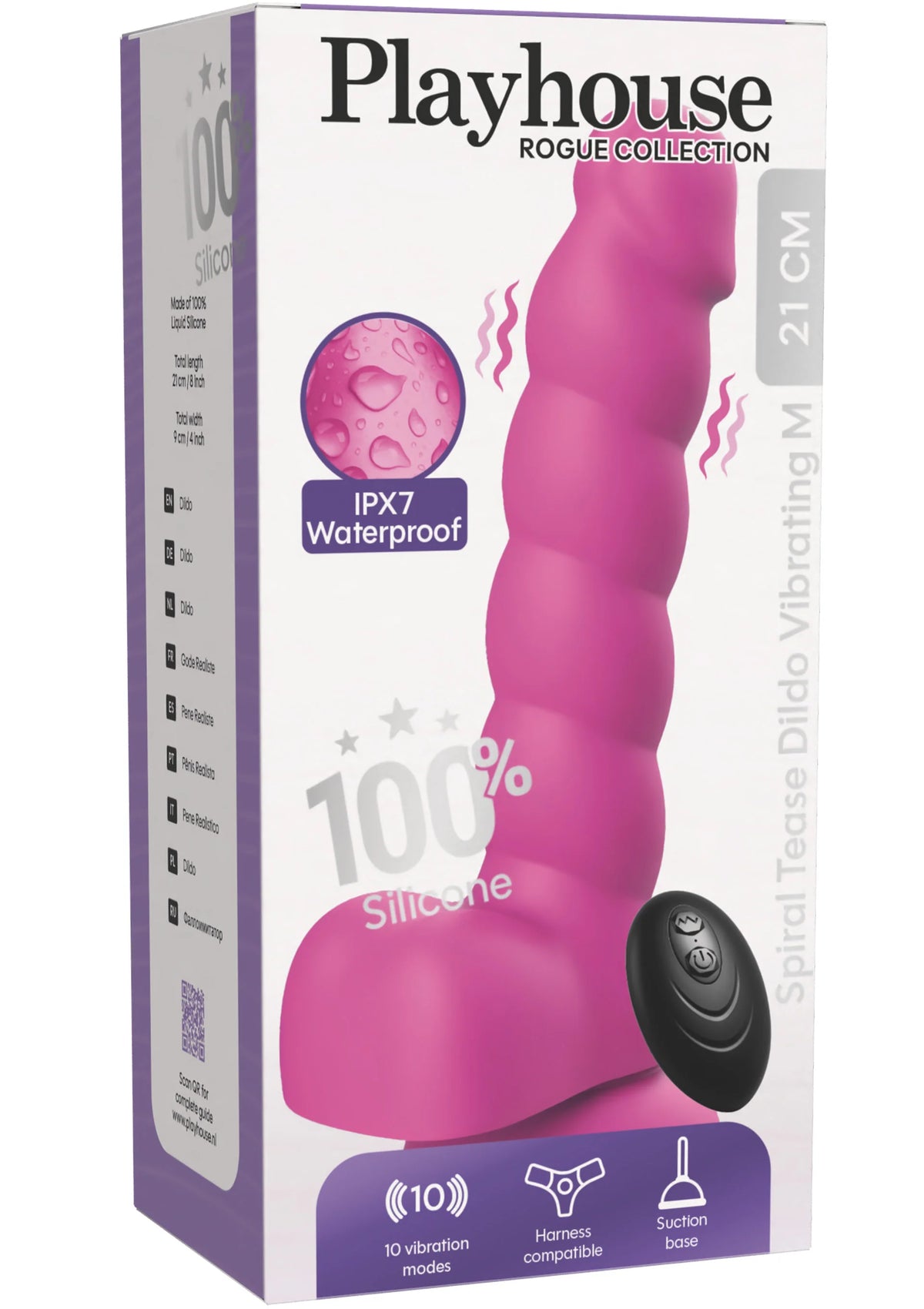 Spiral Tease Vibrating Dildo Silicone M by Playhouse Rogue