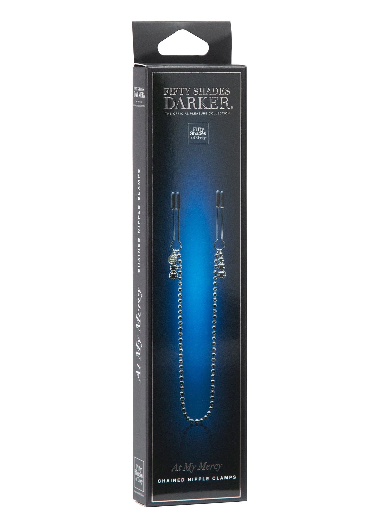 Blauwe kralen ketting tepelknijpers met metalen klemmen, set in doos