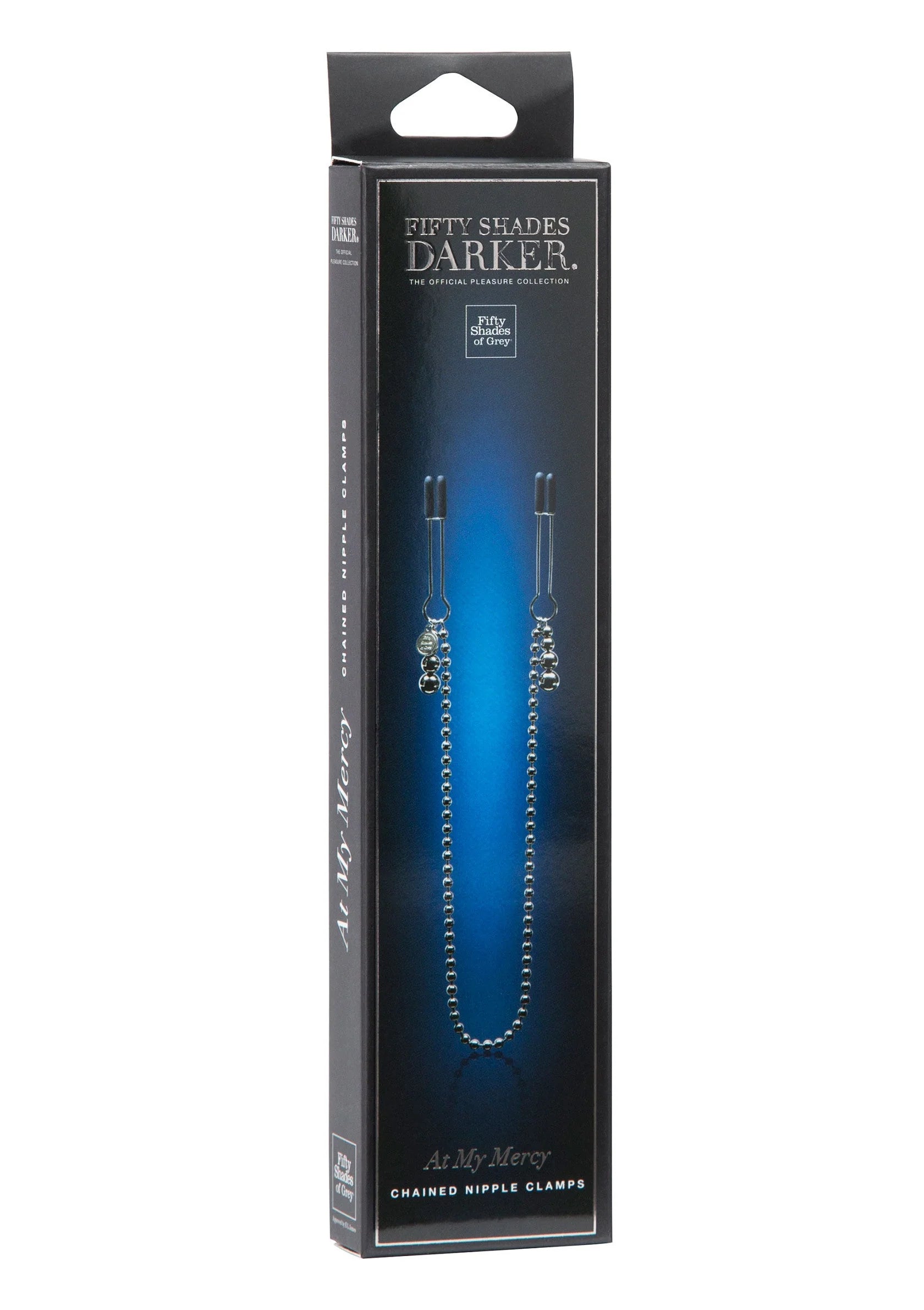 Blauwe kralen ketting tepelknijpers met metalen klemmen, set in doos