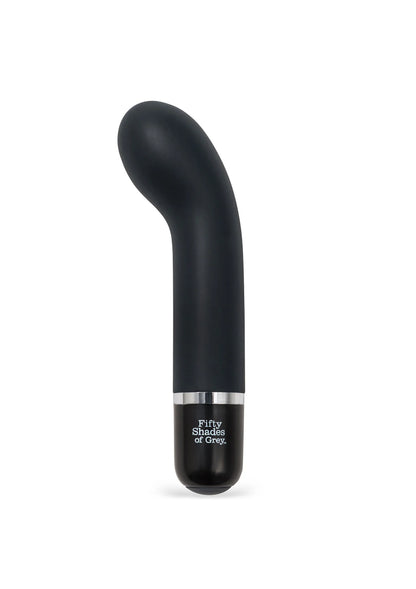Mini g-spot vibrator, zwart gebogen vorm met glanzende metalen band
