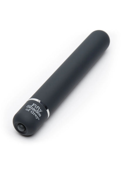 Donkergrijze vibratiestok met ronde kop, “Fifty Shades of Grey”-opdruk