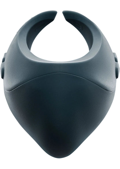 Blauwe vibrator met ronde opening bovenkant en compacte vorm