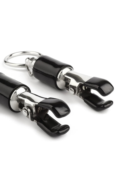 Cilinder tepelklem met ring van Mr.Steel, paar met zwarte en zilveren afwerking