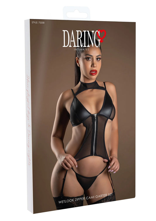 Beste vandaag nog: Wetlook Zipper Cami Garter Set by Daring Intimates Naughty Whispers - bij Happytoys Sexshop: online sex shop for Feeling Happy & Easy 😊