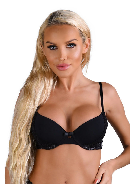 Bestel: Push - up bra w/ lace racerback - bij Happytoys: de erotische sex webshop | liever Happy dan Easy ⭐⭐⭐⭐⭐ - Default Title - 76206 - BLACK - 85C