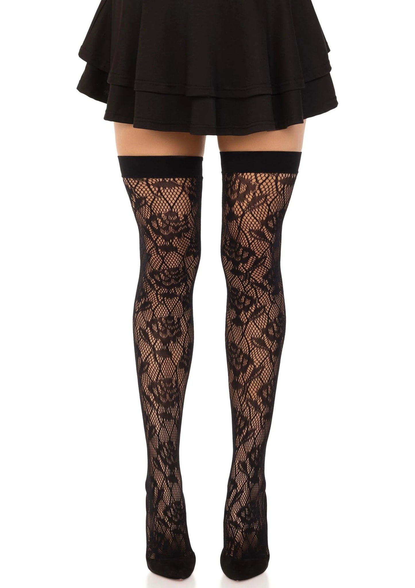 Wild Rose Net Thigh Highs