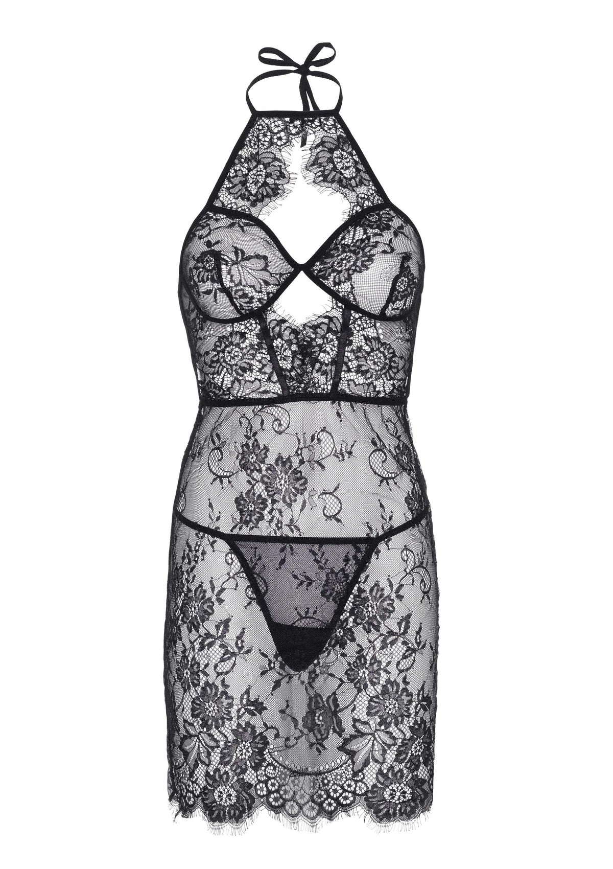 Bestel: Dress with Scalloped Lace and String (S) by Leg Avenue - bij Happytoys: de erotische sex webshop | liever Happy dan Easy ⭐⭐⭐⭐⭐