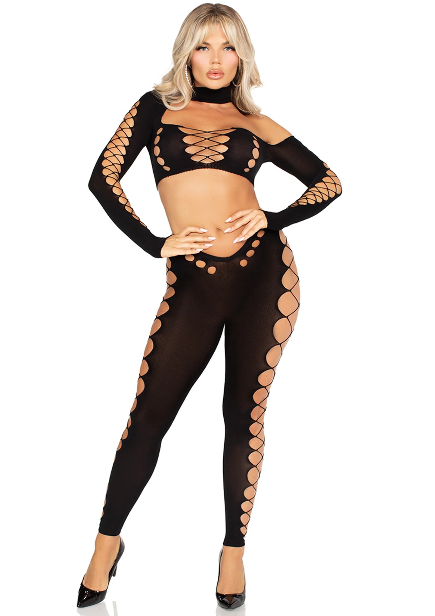 Seamless Cut-Out Crop Top and Legging by Leg Avenue