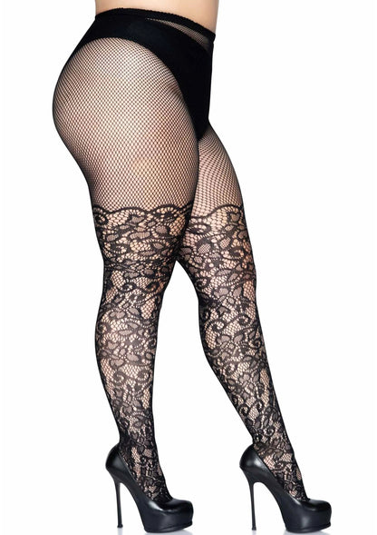 Beste vandaag nog: Plus Floral Vine Net Pantyhose by Leg Avenue - bij Happytoys Sexshop: online sex shop for Feeling Happy & Easy 😊