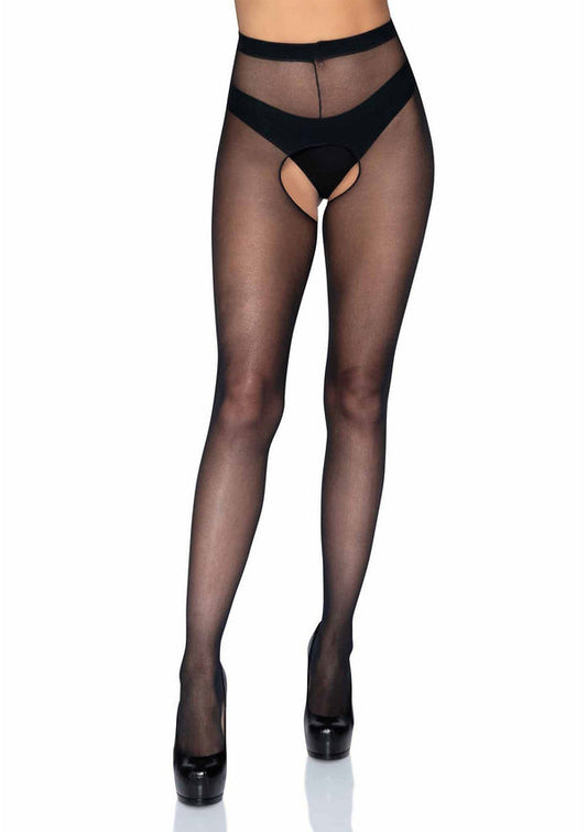Sheer Crotchless Pantyhose by Leg Avenue