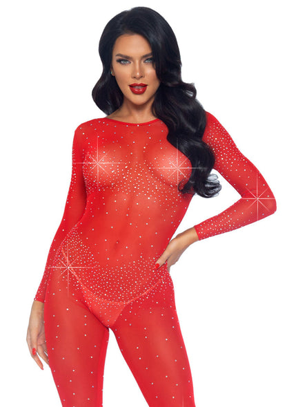 Sheer Rhinestone Catsuit by Leg Avenue