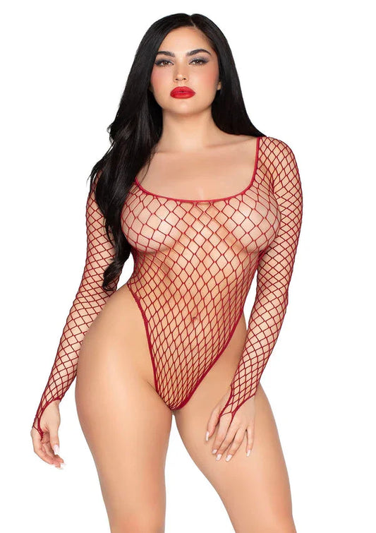 High-Cut Industrial Net Bodysuit by Leg Avenue | Sexy Mesh Bodysuit Lingerie