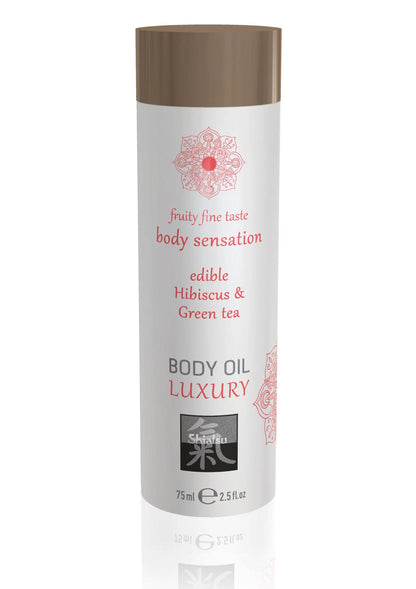 Bestel: Luxury Edible Body Oil 75 ml - bij Happytoys: de erotische sex webshop | liever Happy dan Easy ⭐⭐⭐⭐⭐ - Default Title - 90451 - EXOTIC - 75