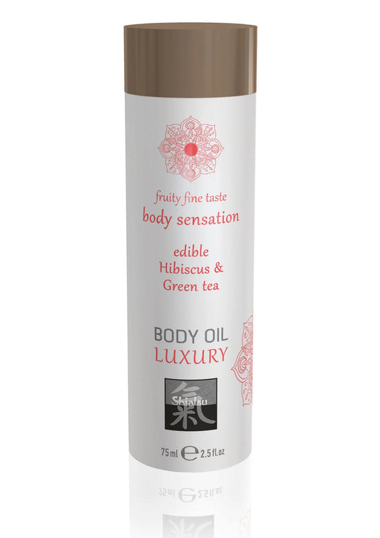 Bestel: Luxury Edible Body Oil 75 ml - bij Happytoys: de erotische sex webshop | liever Happy dan Easy ⭐⭐⭐⭐⭐ - Default Title - 90451 - EXOTIC - 75