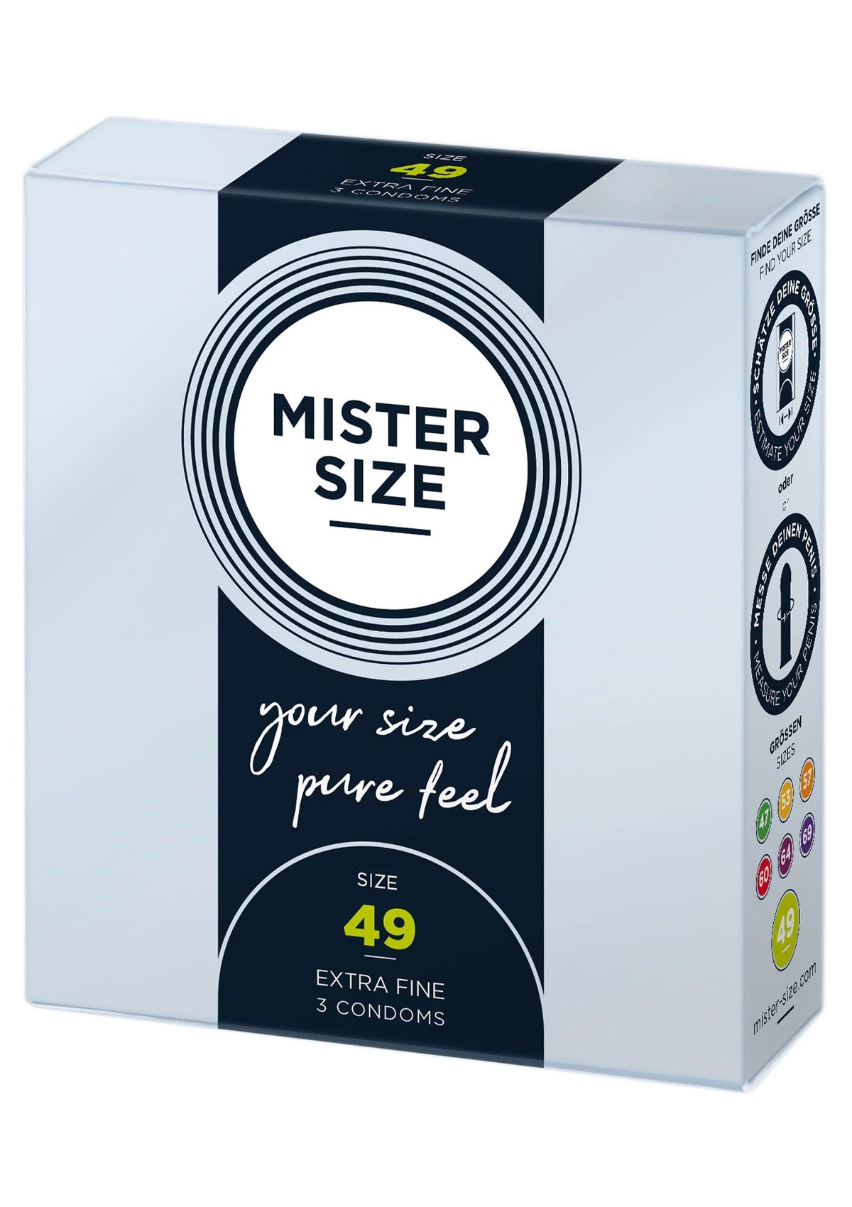 Beste vandaag nog: MISTER SIZE 49mm Condoms 3pcs by Mister Size - bij Happytoys Sexshop: online sex shop for Feeling Happy & Easy 😊