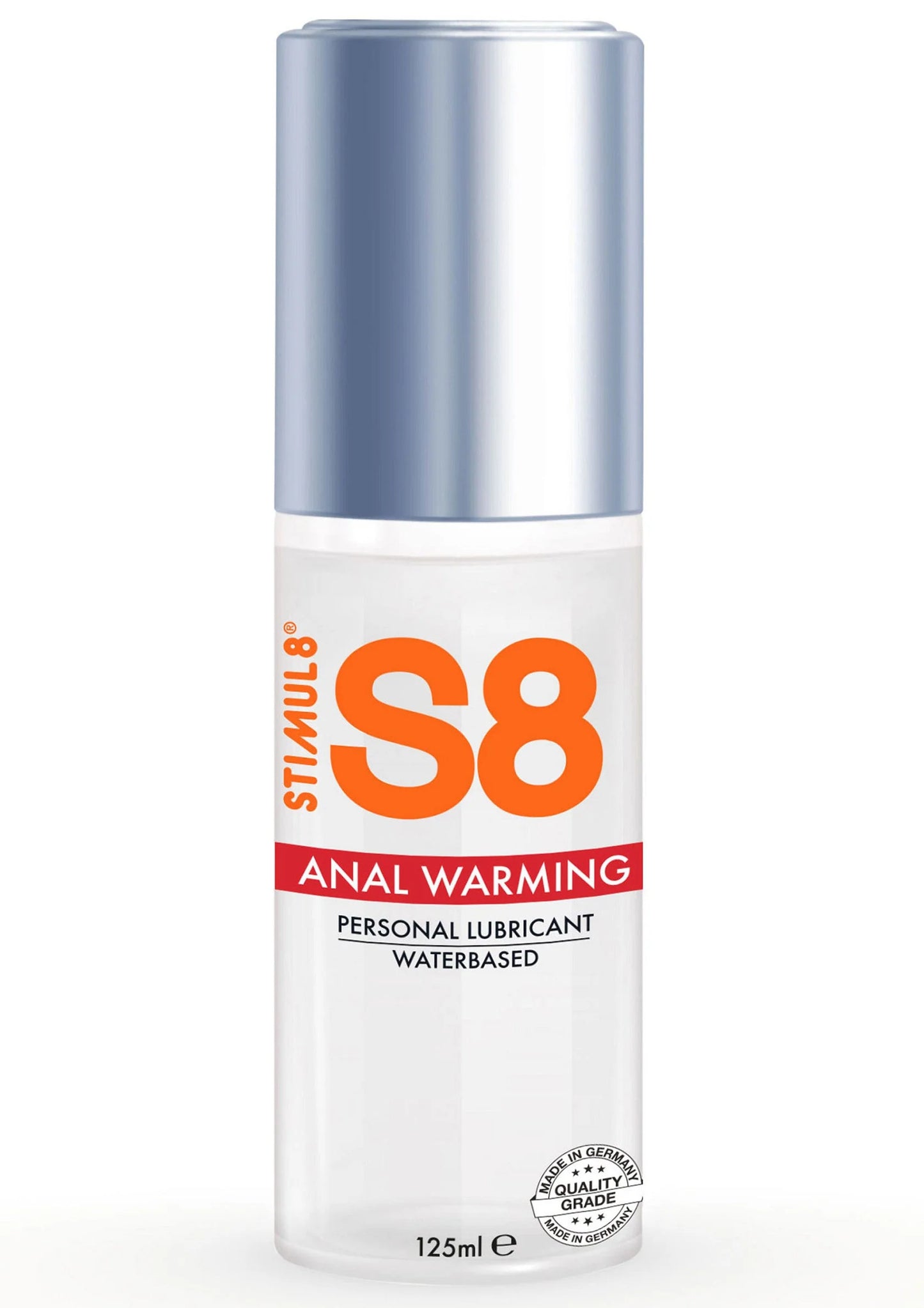 Waterbasis anale warming glijmiddel S8 met etiket, 125 ml, blauwe dop