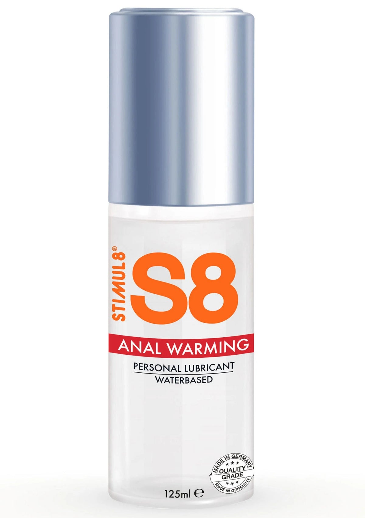 Waterbasis anale warming glijmiddel S8 met etiket, 125 ml, blauwe dop
